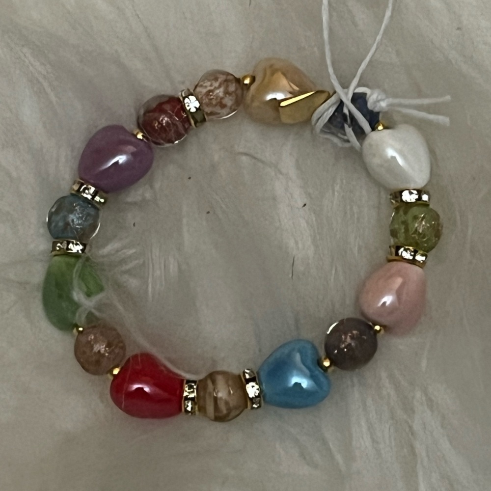MURANO Glass Heart Bead Bracelet by Zecchin